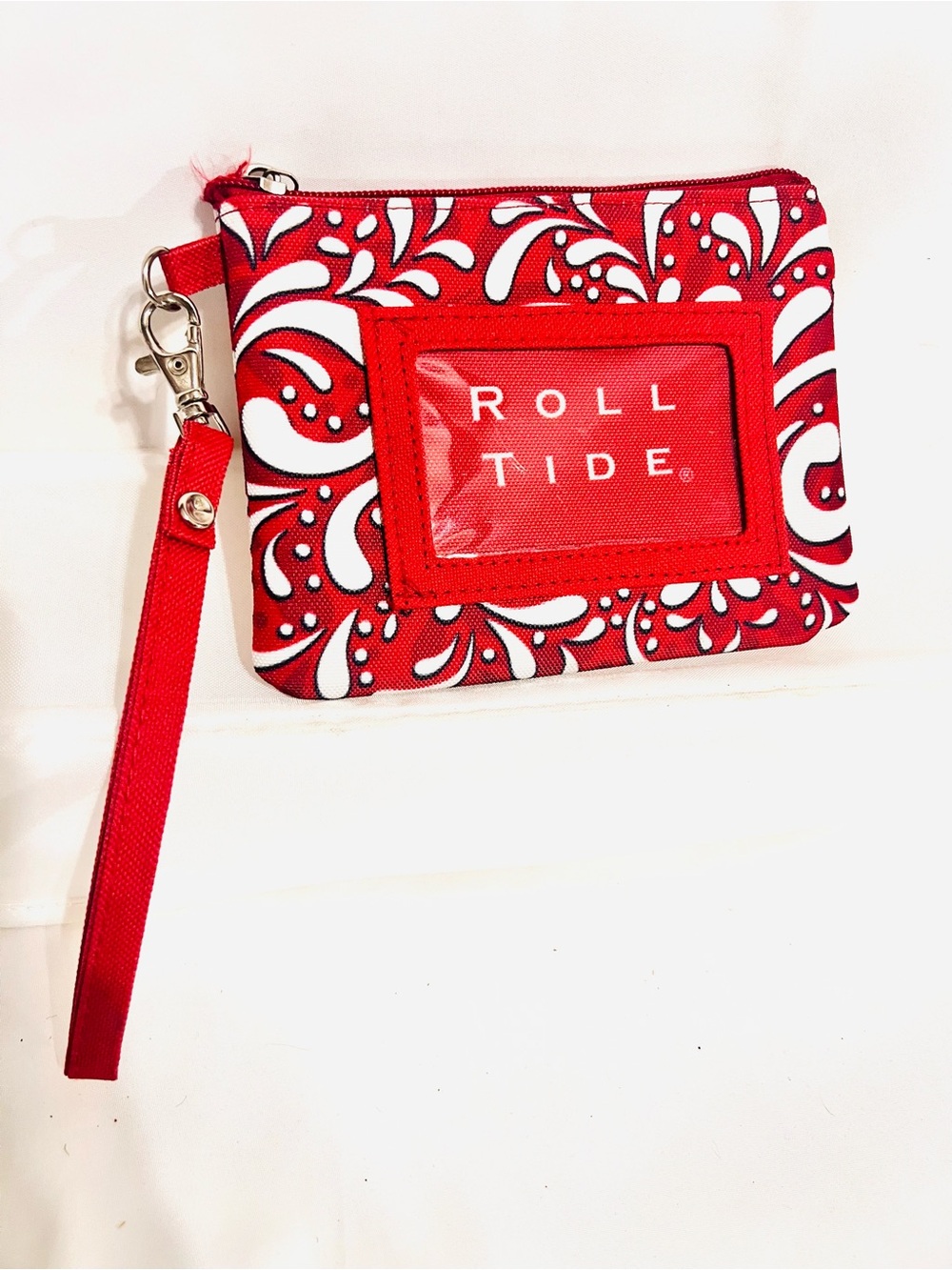 Roll Tide Crimson Red/White Patterned Wristlet with ID Window-Sports-School